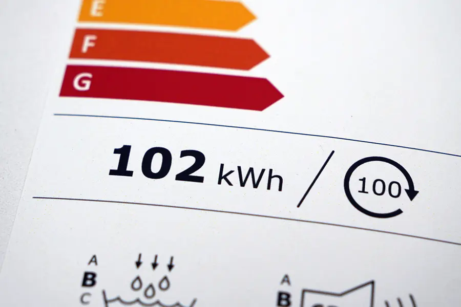 Consommation moyenne etiquette energie Seche-linge