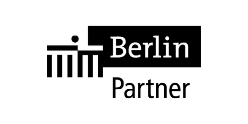 Berlin Partner logo with stylized Brandenburg Gate and text 'Berlin Partner'.