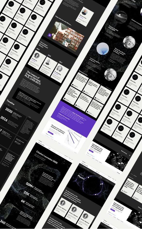 Citation Laureates 2022 website design pages preview.