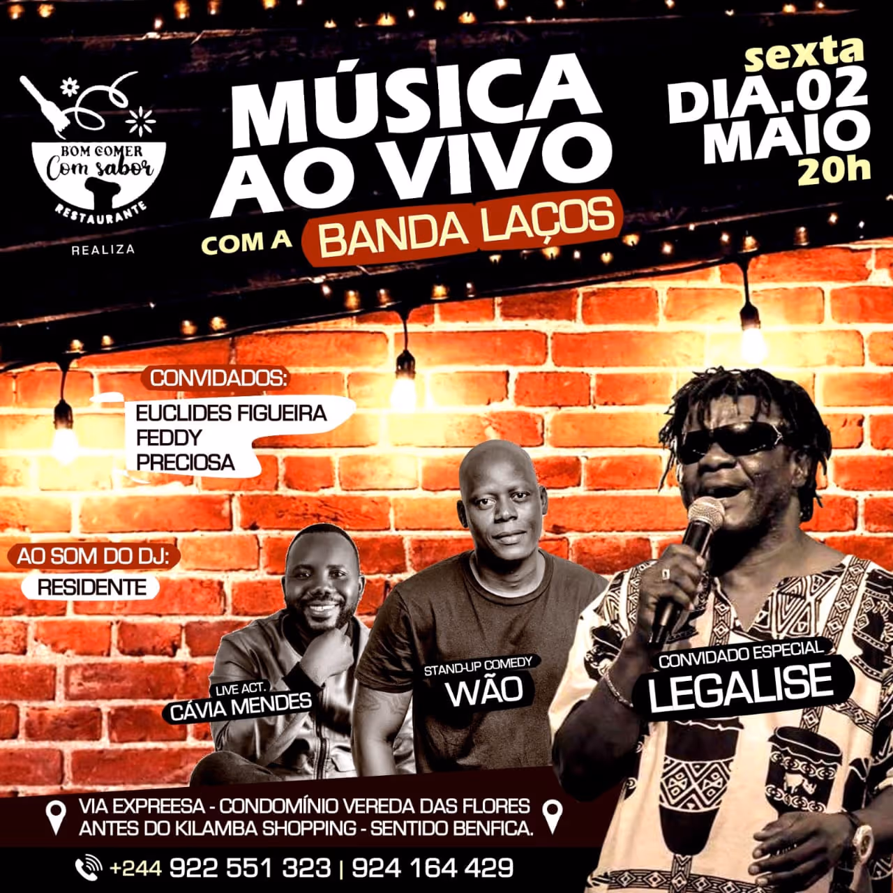 Noite de Música, Humor e Cultura: Restaurante Bom Comer Com Sabor apresenta Banda Laços & Legalise