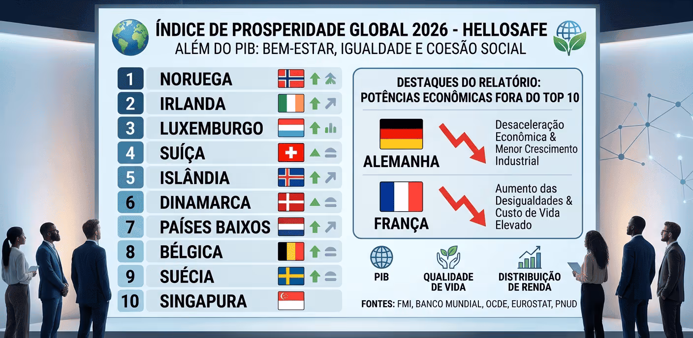 França e Alemanha deixam top 10 das nações mais ricas em 2026