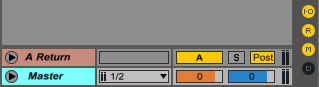 An image of displayed return tracks in Ableton.