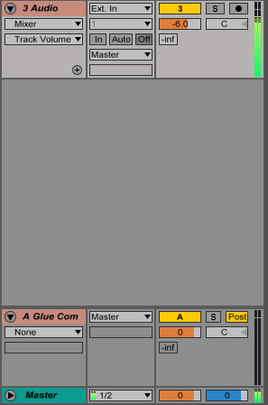 An image of no audio being sent to a return track in Ableton.