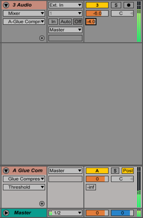 An image of audio being sent to a return track in Ableton.