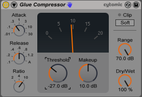 An image of recommended heavy glue compression settings for parallel compression.