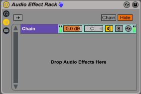 An image of an Audio Effect Rack's Input/Output Meters.