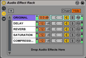 An image of return track made from chains in Ableton.