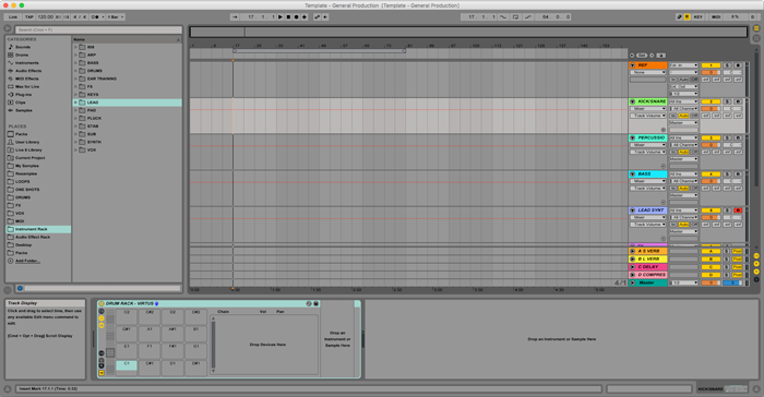 An image of Black Ghost Audio's music production Ableton template.