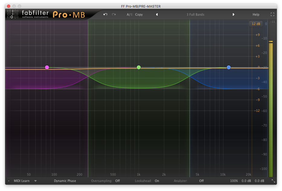 A picture of FabFilter's Pro-MB multiband compressor plugin.