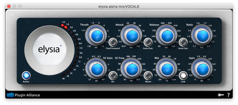 A picture of Elysia's Alpha compressor plugin.