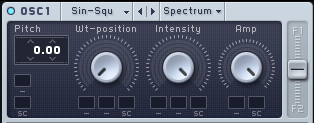 An image of the "Wt-position" knob turned counter-clockwise in Native Instrument's Massive.