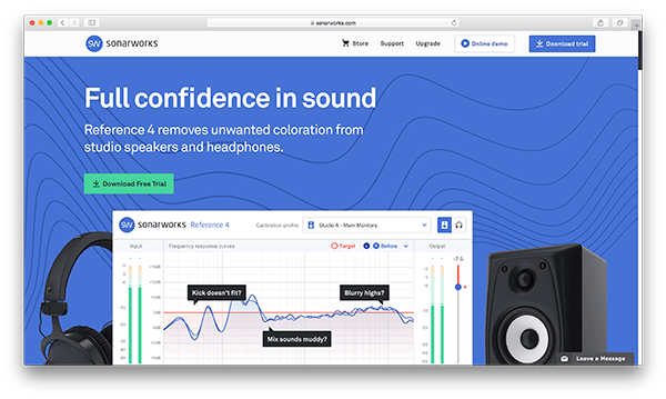 An image of Sonarworks Reference 4's homepage.