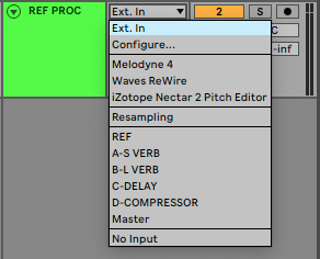 An image of Ableton's Input Type dropdown menu.