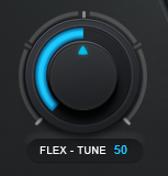 An image of Auto-Tune Pro's Flex-Tune knob set to a value of 50.