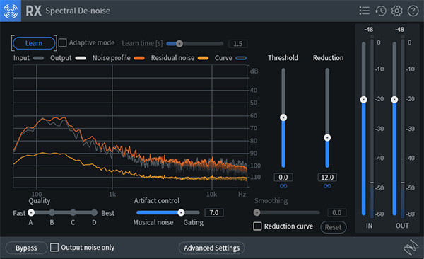 iZotope's RX Spectral De-noise module.