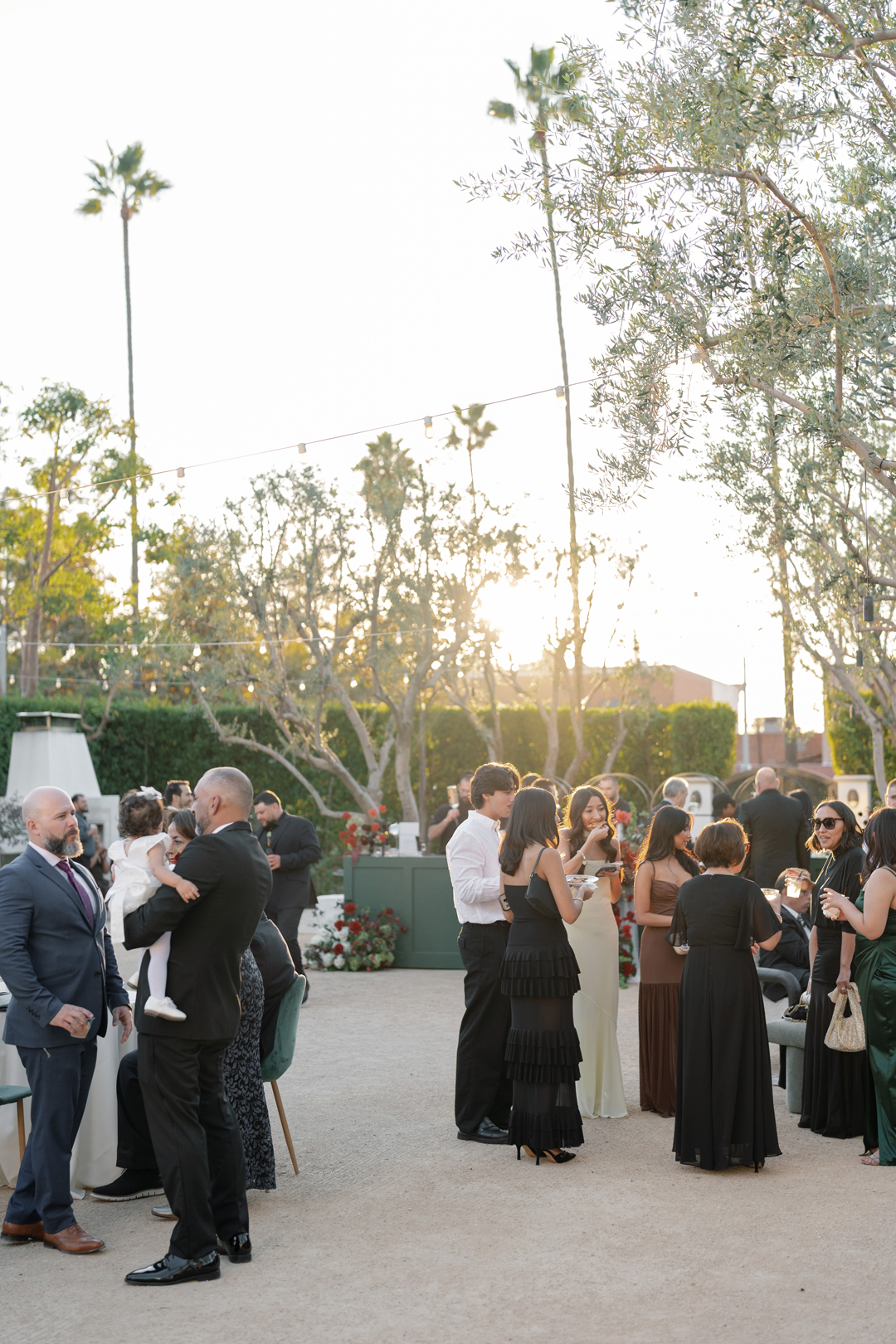 Outdoor Courtyard wedding cocktail hour in Orange County, California at Grand Gimeno.