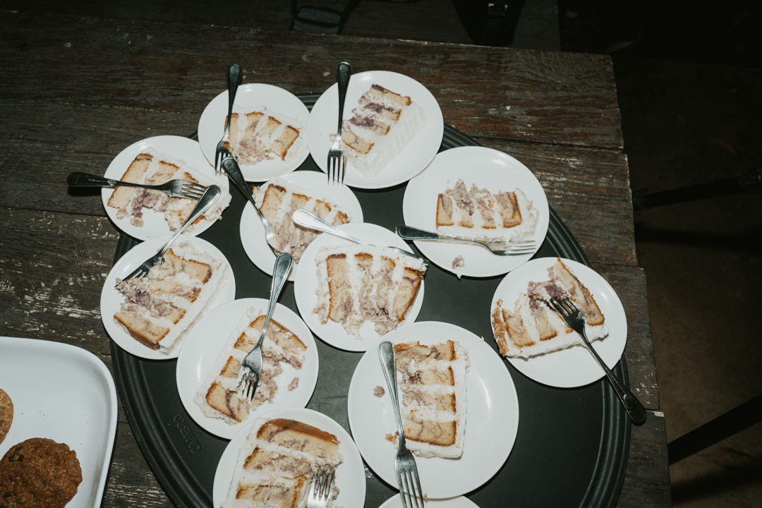 Lemon Blueberry wedding cake slices.