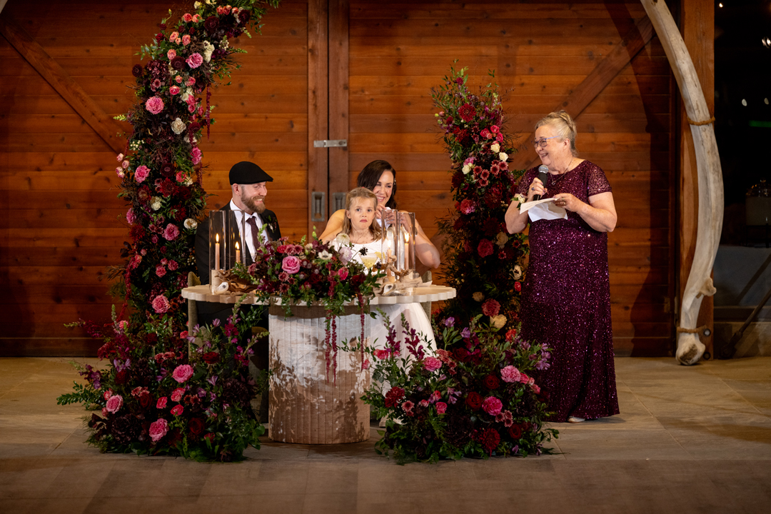 Wedding reception toasts.