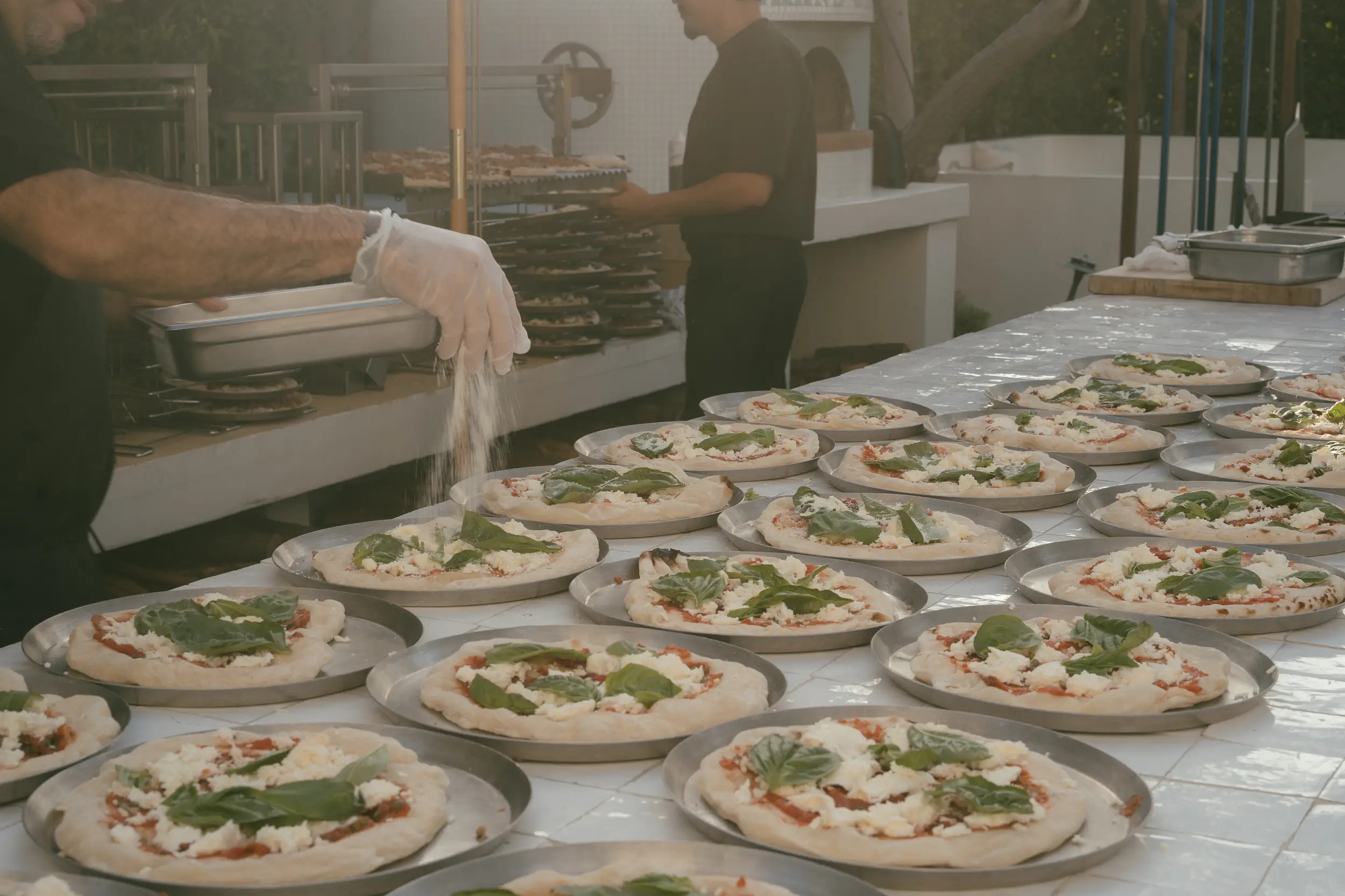Wedding pizza station.