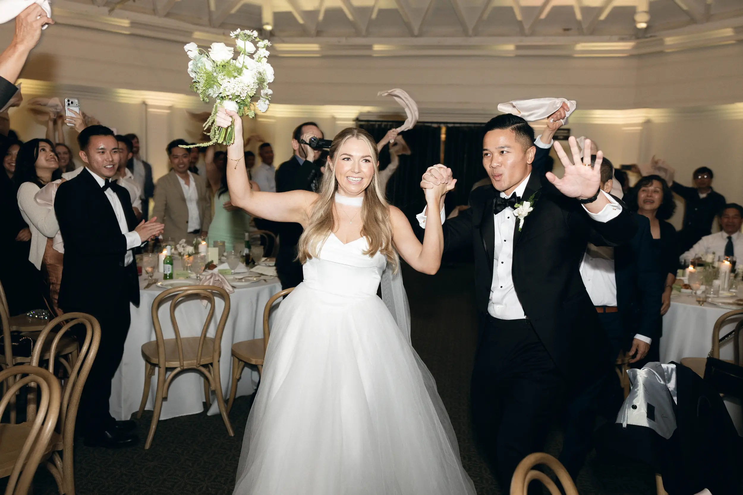 Bride and groom made their grand entrance into their reception.