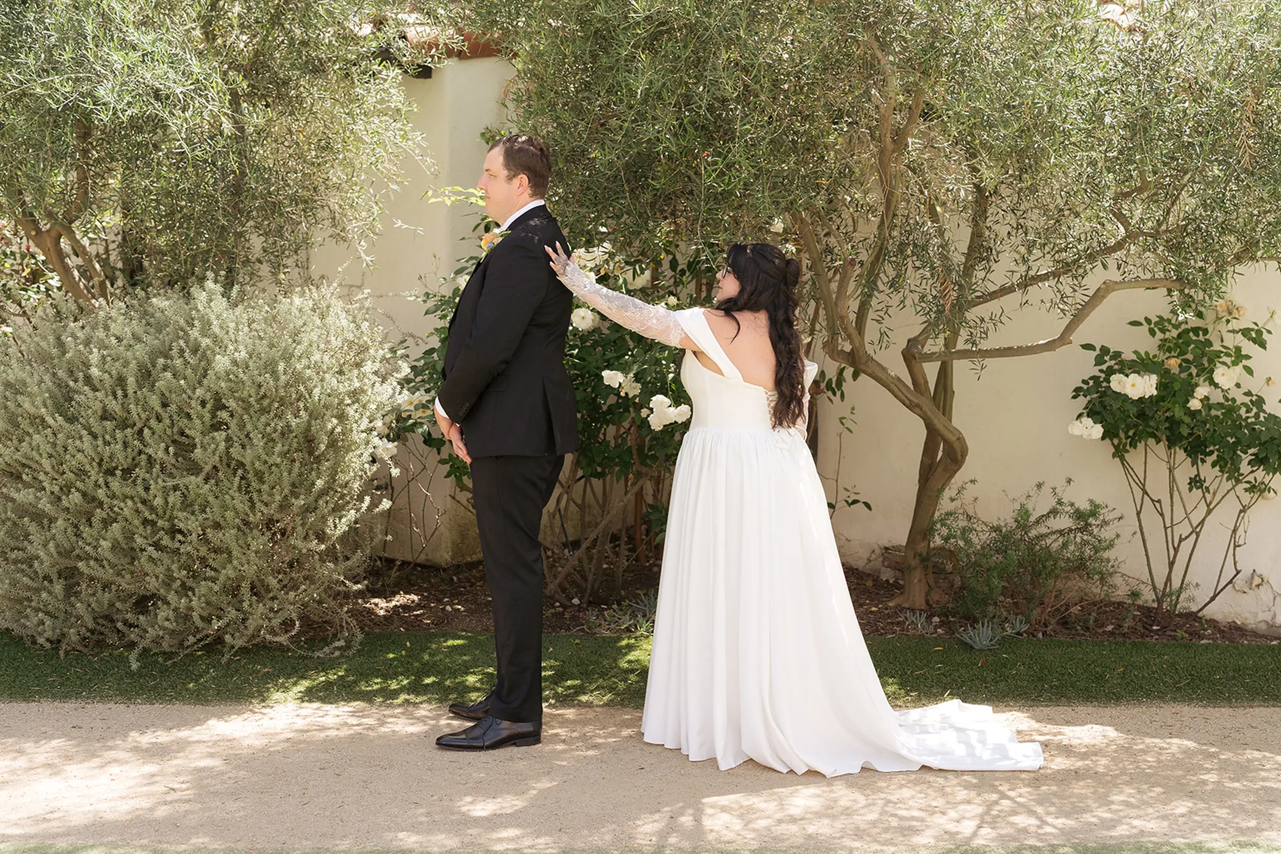 Bride and groom first look.