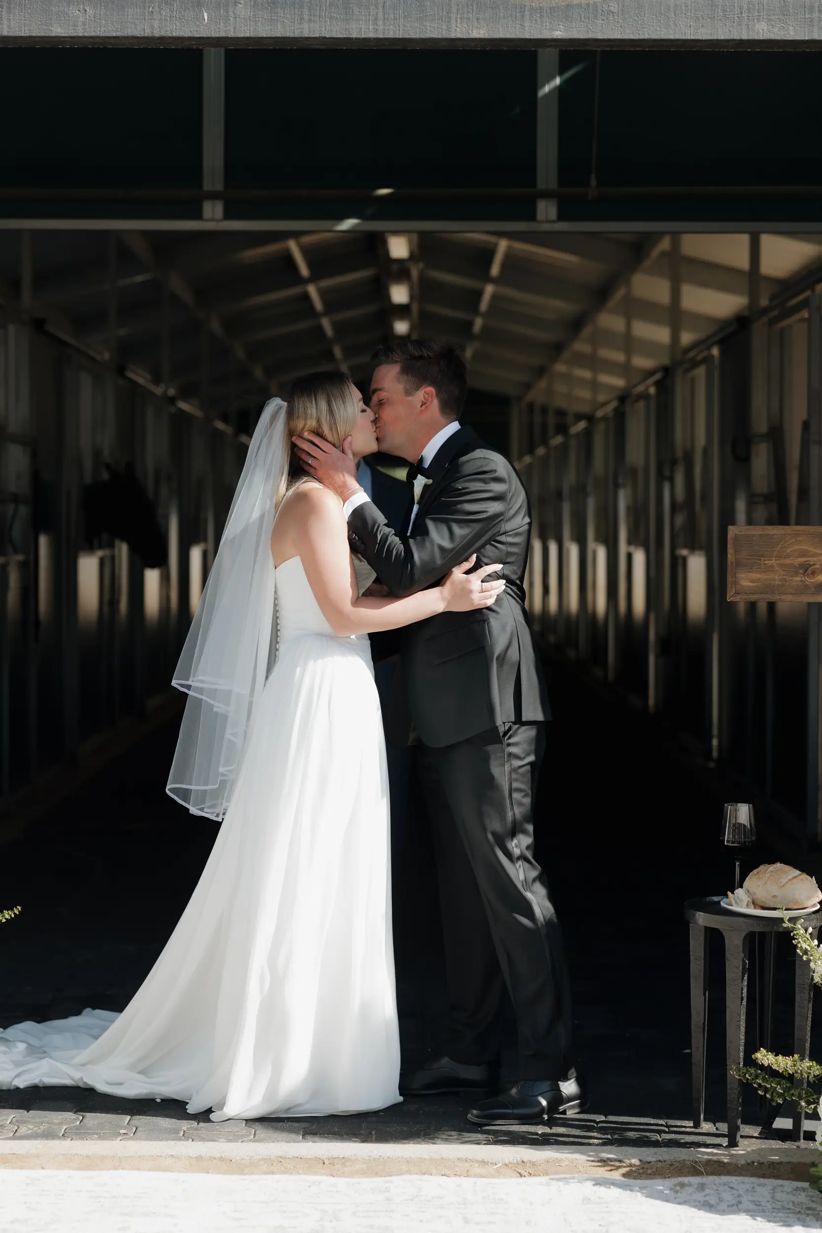 Wedding ceremony kiss.
