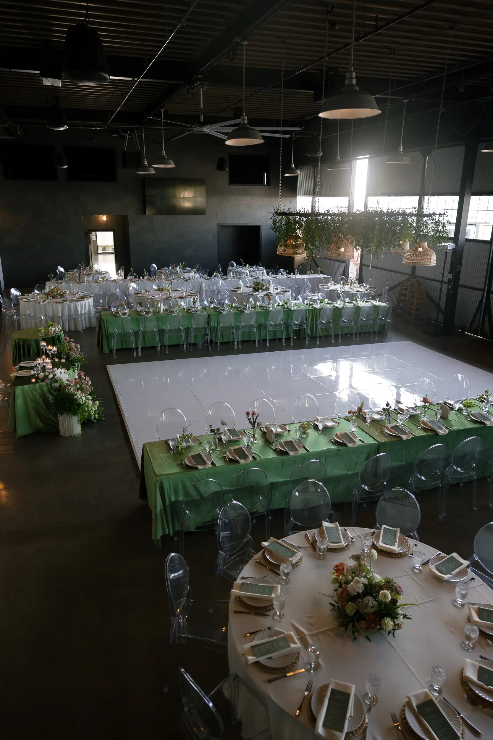 Modern boho wedding reception.