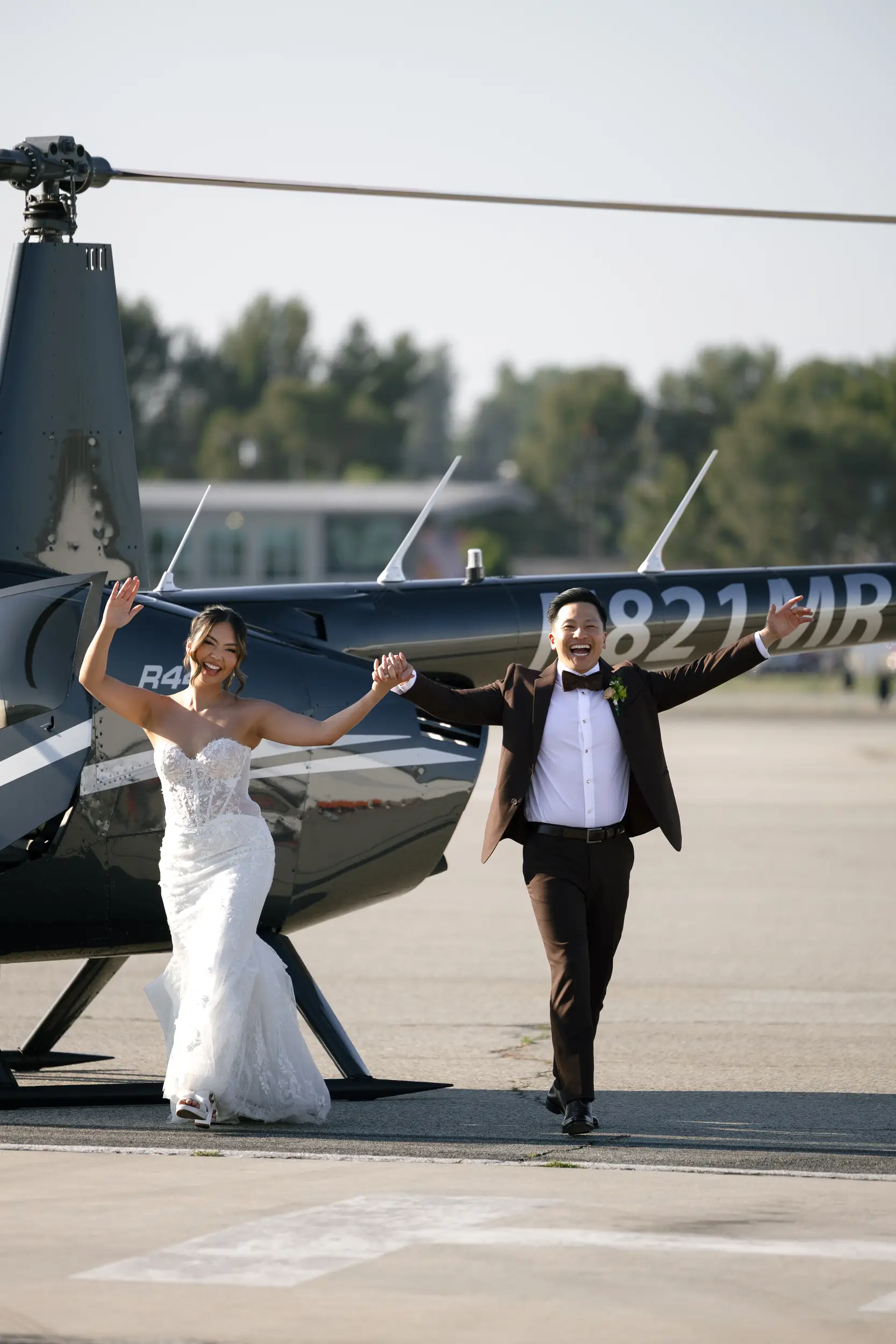 Wedding helicopter grand entrance.