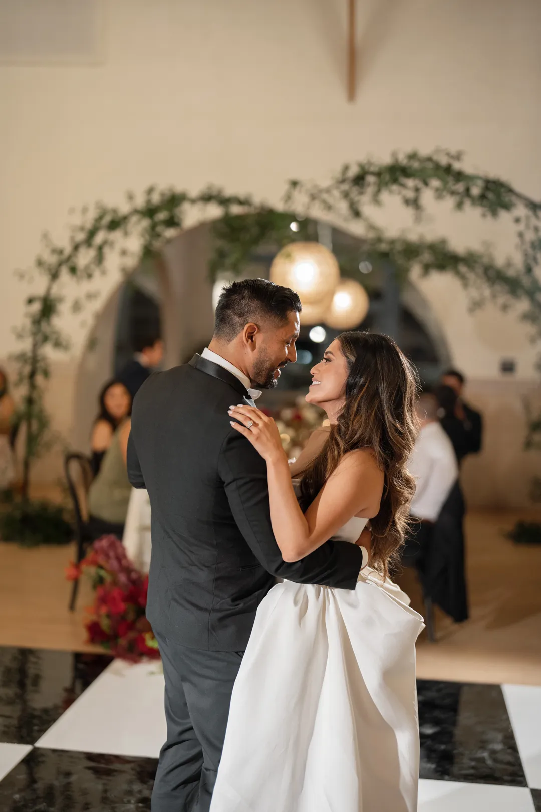 Wedding couple sharing their first dance.