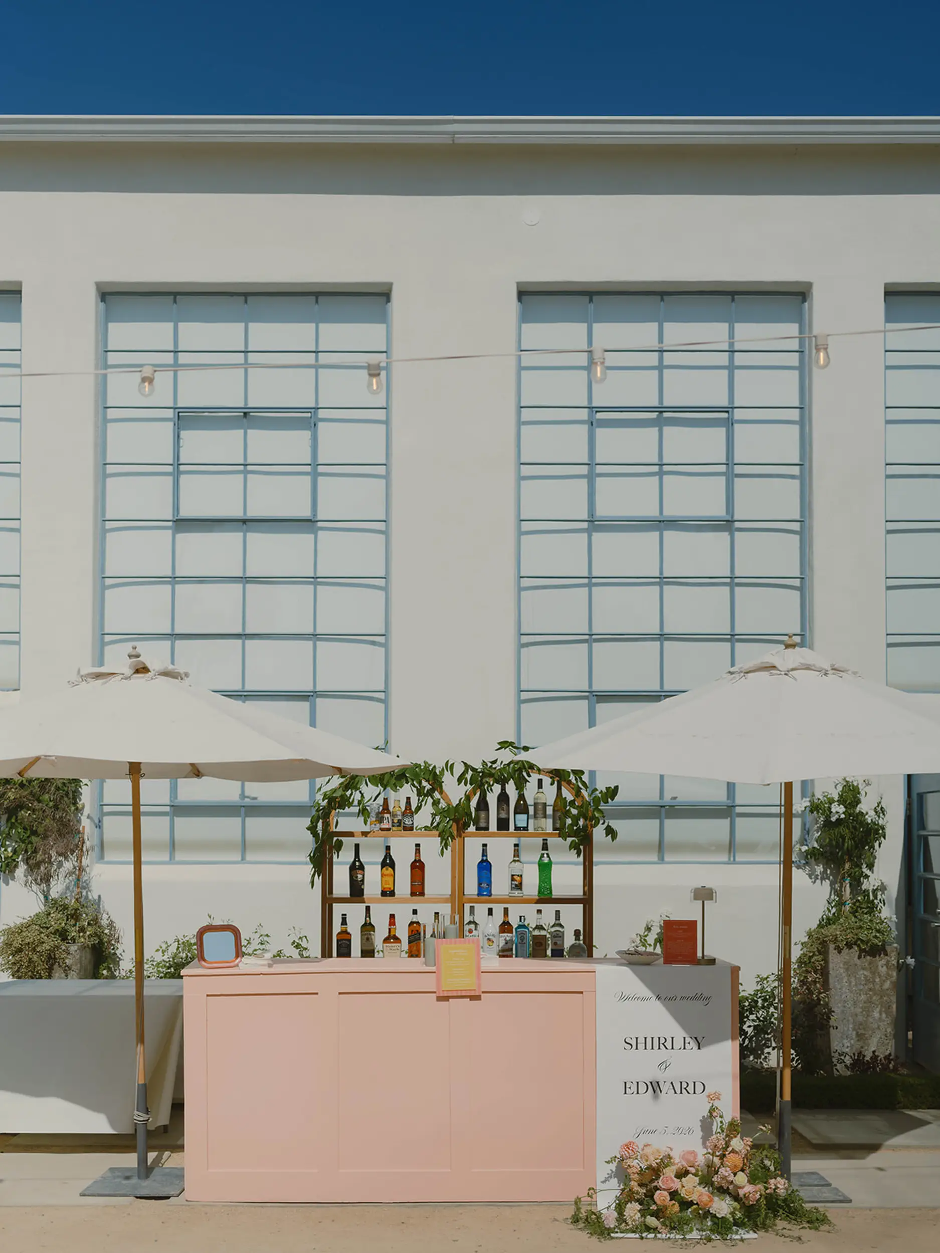 Peach bar for a wedding.