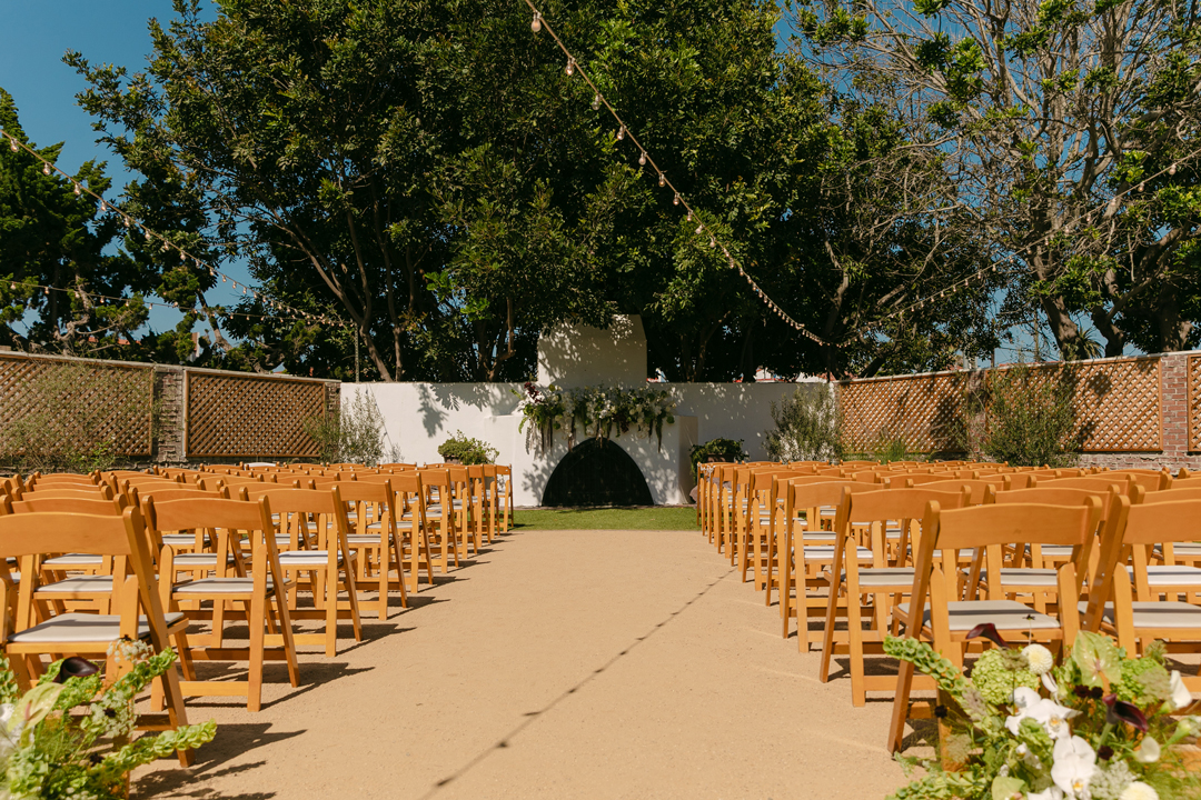 Burgundy and Chartreuse Wedding by the Beach at the Casino San Clemente