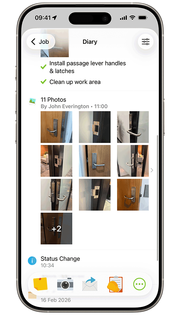 Checklist of Locksmith job in ServiceM8 app