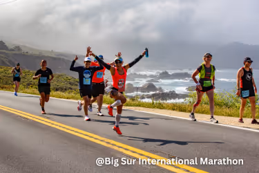 People running happily