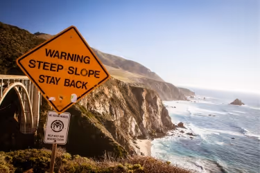 Warning sign at Bixby Bridge