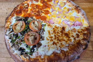 4 flavors pizza at Gianni's Pizza