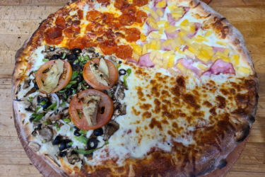 4 flavors pizza at Gianni's Pizza
