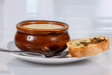 Soup of the day with a slide of bread