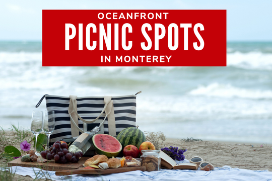 Oceanfront Picnic Spots in Monterey - Picnic basket set up near the beach