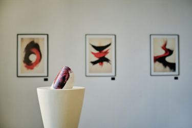 Gallery with paintings hanging from the wall