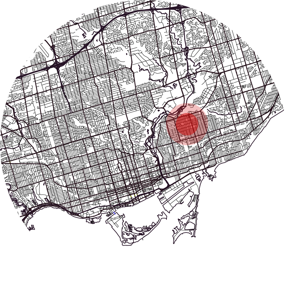 A map with a red dot on it.