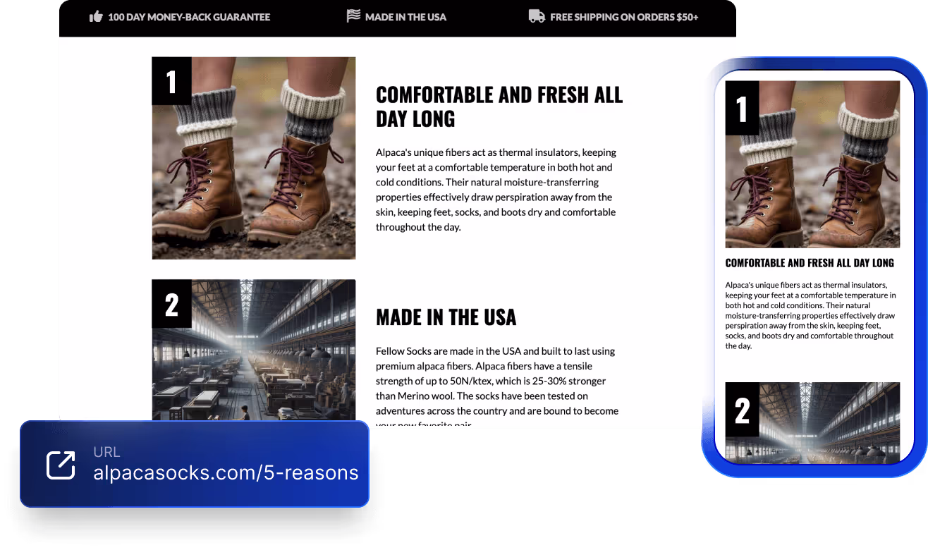 Advertorial landing page