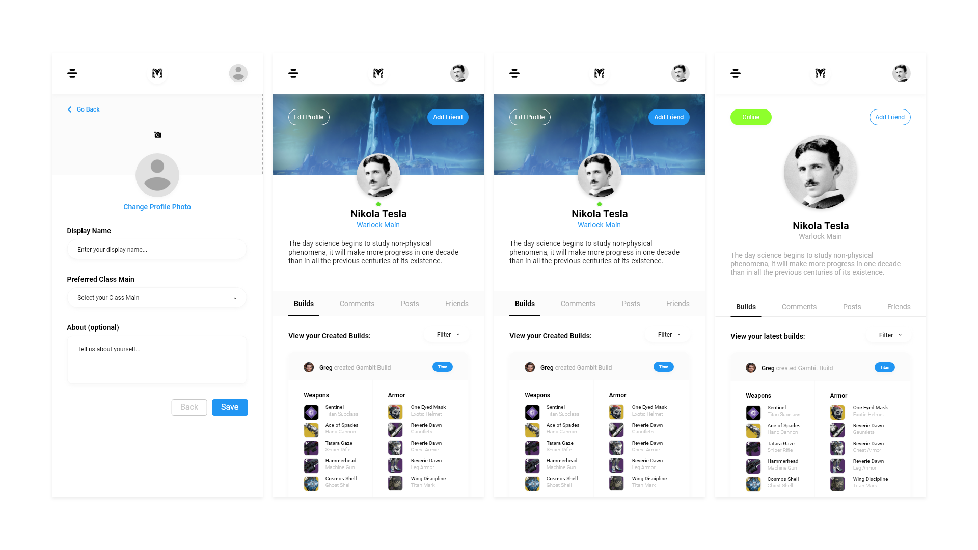 Destiny Meta User Profiles