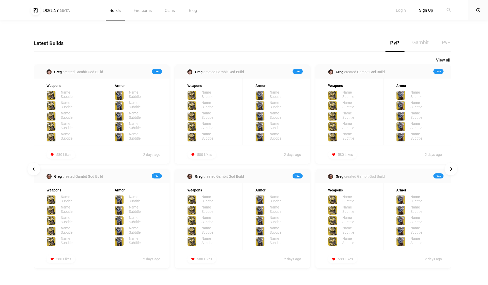 Destiny Meta Desktop Screens