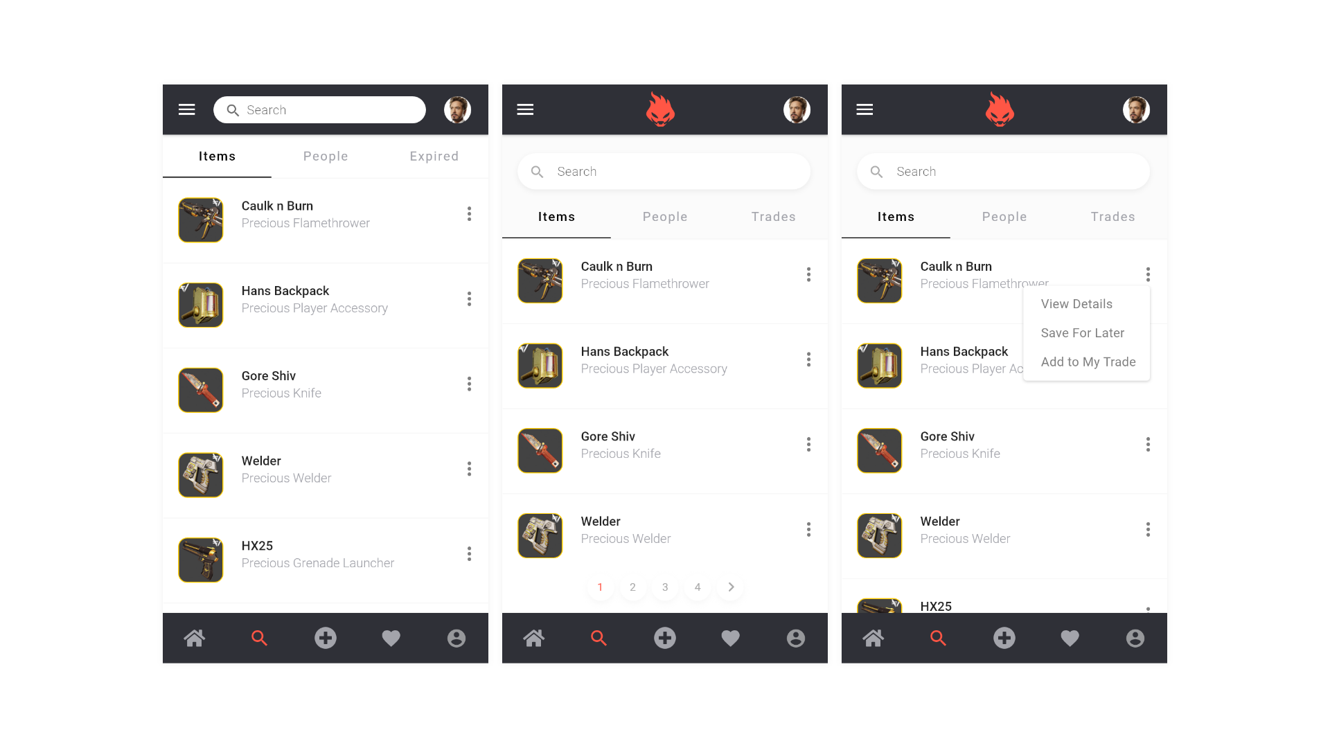 Zedconomy Search Screens