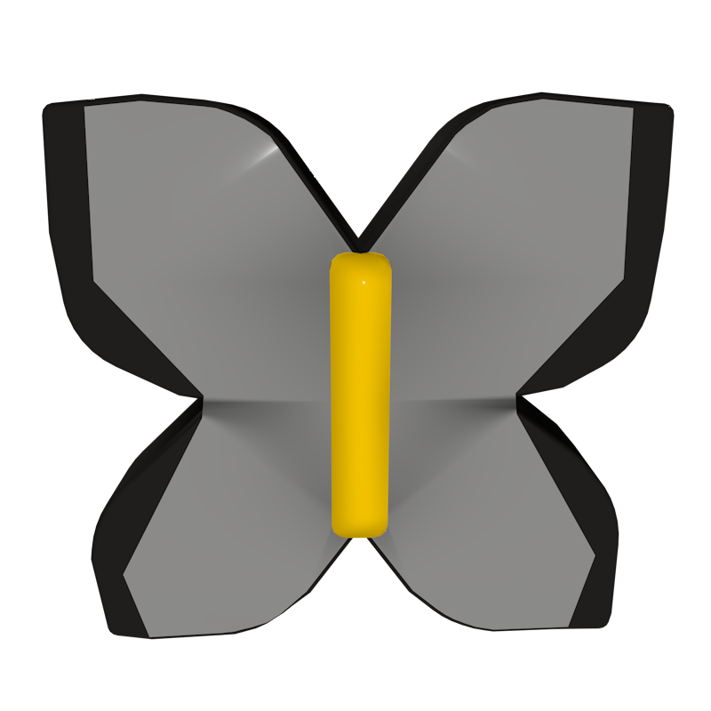 Small butterfly shaped microphone product extension: front view