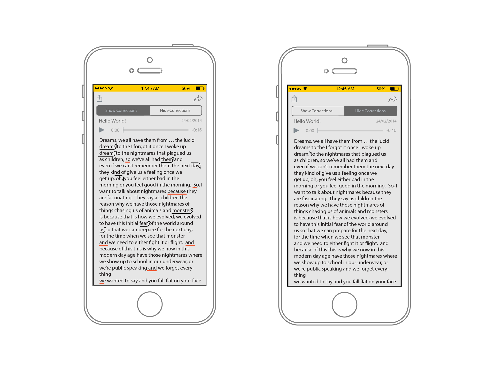 Prototype of the grammar speech tool