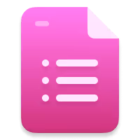 Icon of a magenta document with white bullet points and lines representing a list.