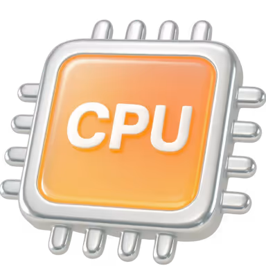 Stylized orange and silver CPU chip icon with white letters 'CPU' in the center.