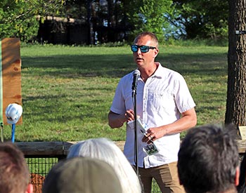 Director speaking at Tiger Falls Groundbreaking event