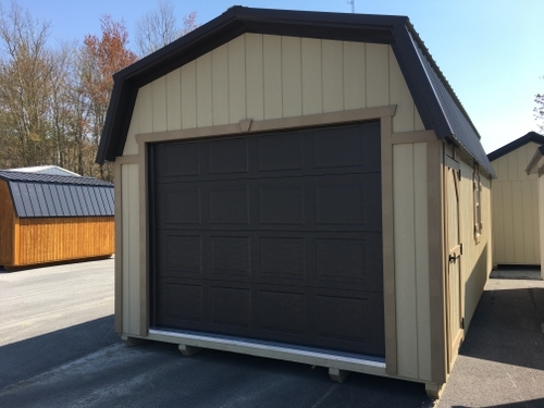 Prefab garage with stylish trim